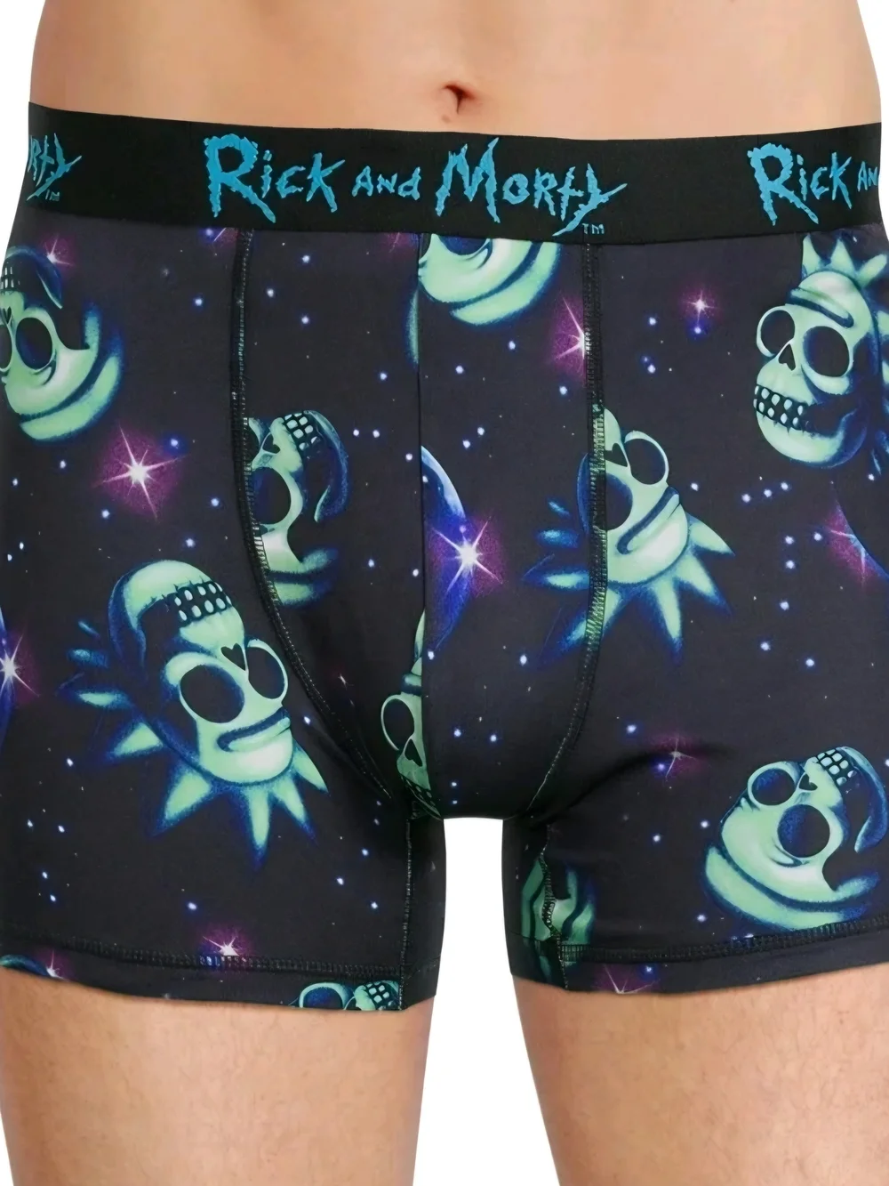 Bioworld Rick and Morty Black & Neon Blue Graphic Boxer Briefs Rick And Morty